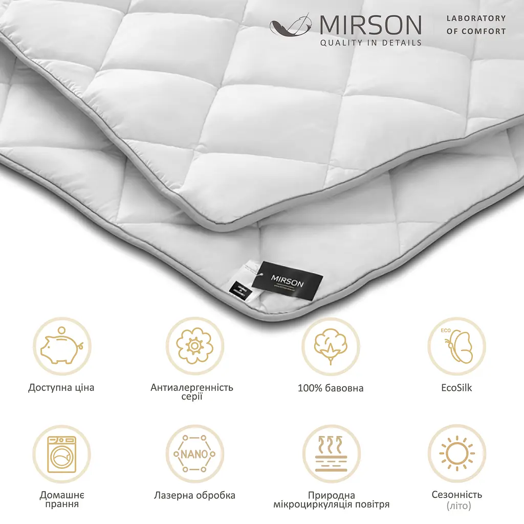 Ковдра дитяча MirSon Royal Pearl EcoSilk №072 антиалергенна літня 110х140 см біла (10022457) - фото 4