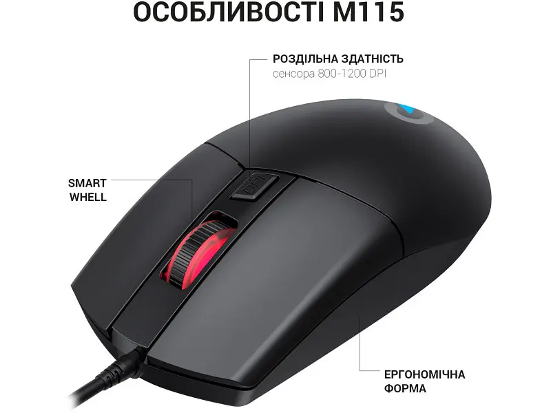 Миша OfficePro M115 USB Black - фото 4