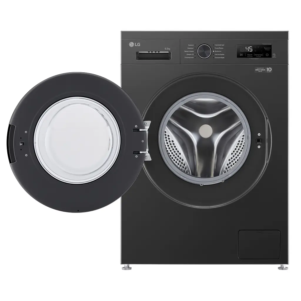 Пральна машина LG фронтальна, 6.5кг, 1200, A+++, 44см, дисплей, пара, інвертор, чорний (F2Y1WS6J) - фото 3