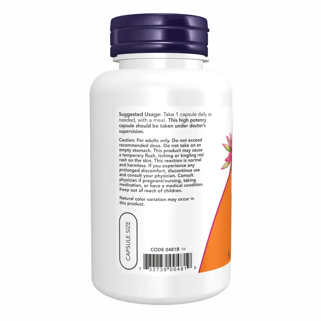 Вітамін B3 Now Foods Niacin 500 мг 100 веганських капсул - фото 3