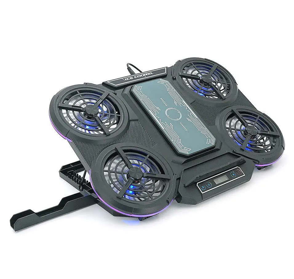 Охолоджувальна підставка для ноутбука 17 дюймів Ice Coorel Q-5 4xfans+Aluminum plate RGB LCD - фото 4