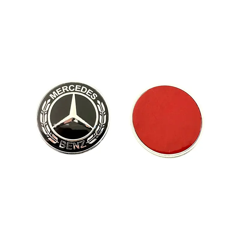 Емблема капота Mercedes-Benz чорна+хром d=57мм (на скотчі) - фото 2