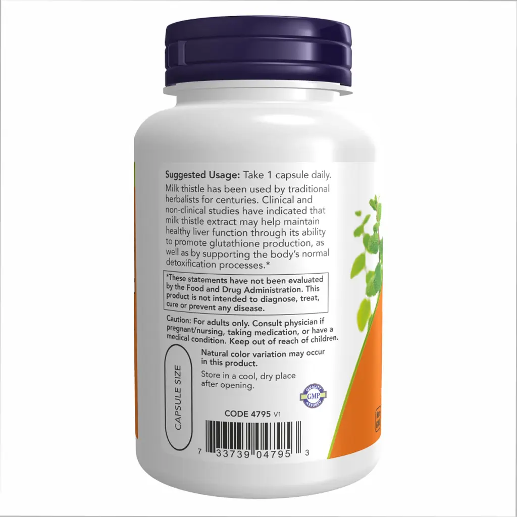 Розторопша Now Foods Milk Thistle Extract 750 мг Silymarin 600 мг 90 капсул - фото 2
