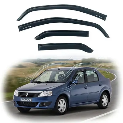 Дефлектори вікон вітровики Renault Logan 2004-2012 Седан 3М Скотч Voron Glas - фото 5