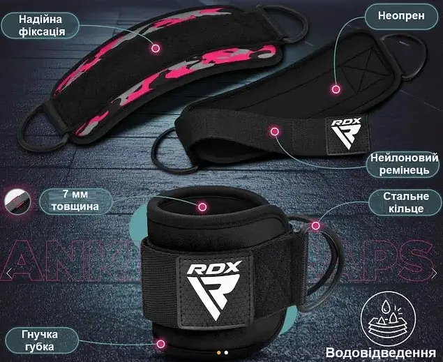 Манжети на щиколотку RDX GYM ANKLE PRO A4 CAMO PINK-PAIR (WAN-A4CP-P) - фото 4
