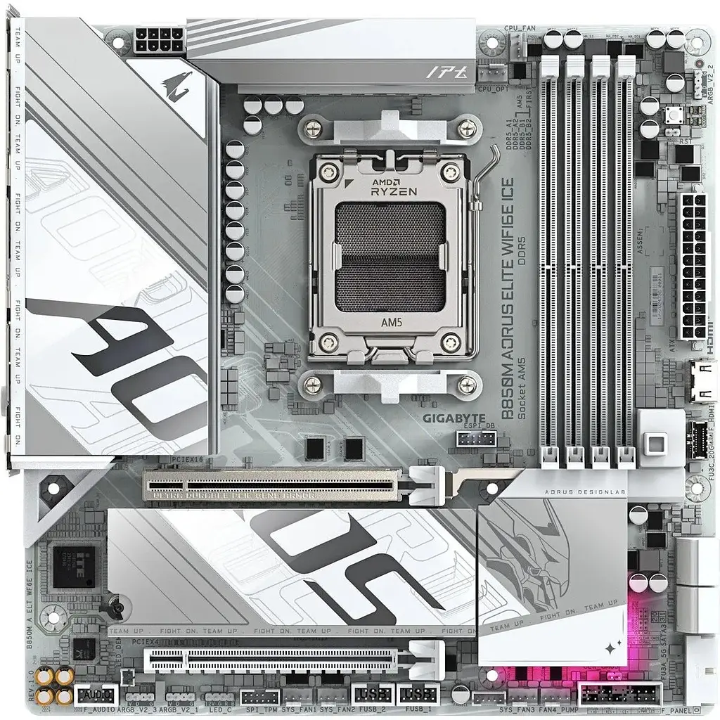 Материнська плата AORUS B850M Elite WIFI 6E Ice [139975] - фото 2
