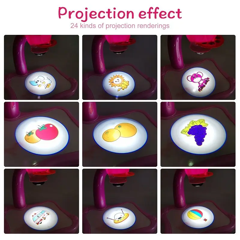 Дитячий стіл проектор для малювання з підсвічуванням Projector Painting 24 деталі - фото 4