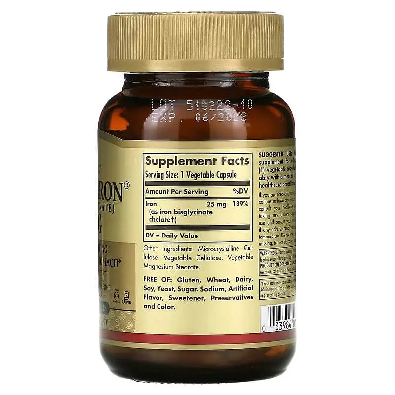 Залізо Gentle Iron 25 mg 90 рослинних капсул Solgar vit0005981 - фото 2