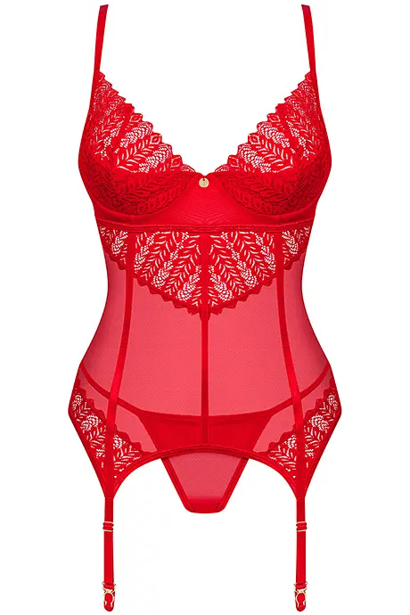 Комплект Obsessive Ingridia corset (Червоний, XS/S) Obsessive 100415; SO9028 96959 - фото 5