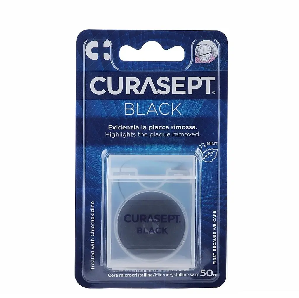 Зубна нитка Curasept Floss чорна вощена з хлоргексидином, 50 м - фото 2
