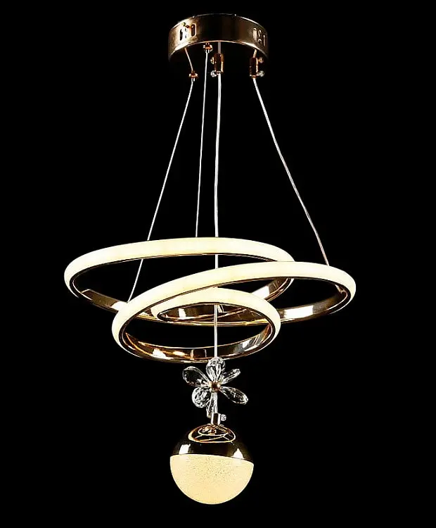 Люстра світлодіодна Splendid Ray L125/2 LED, 30W, золото/білий, сучасний стиль, регульована висота, 2 лампи, 34 см - фото 3