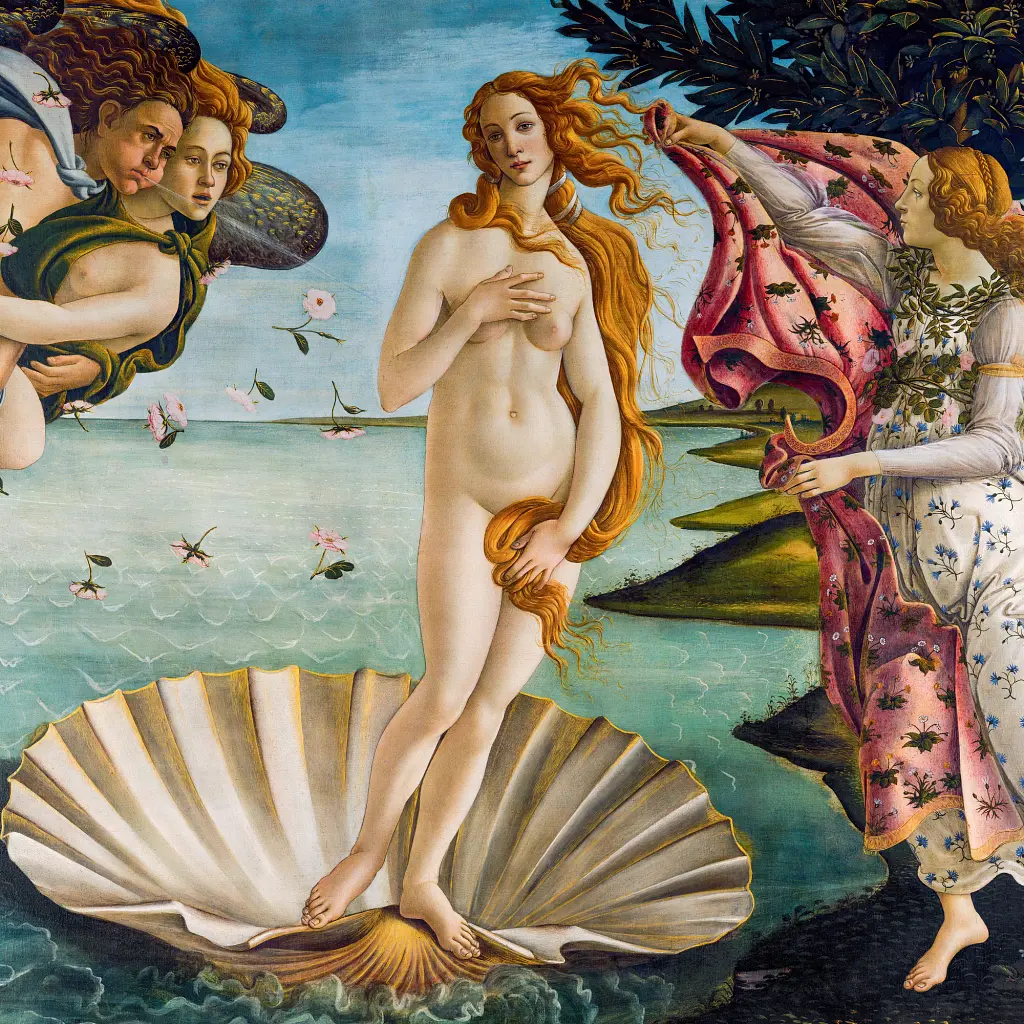Інтер'єрна картина Народження Венери, Сандро Боттічеллі, Sandro Botticelli, Birth of Venus, інтер'єрний декор, 60×96 см (id3422) - фото 4