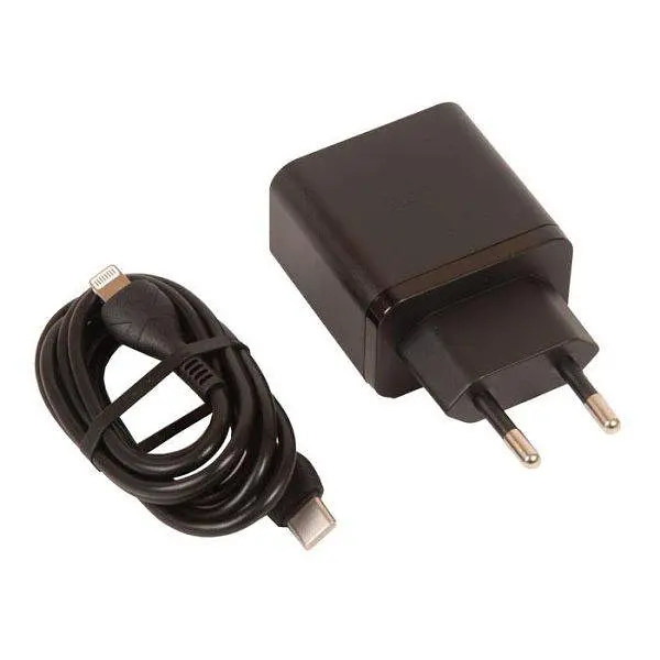 Зарядное устройство комплект Hoco N35 2 выхода USB-C 45 W с кабелем C to iPhone black - фото 2