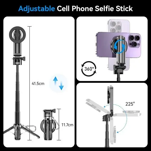 Мульти-Монопод XO SS22 4-in-1 Magnetic Multi-function Mini BT Selfie Stick/Photo Booster Чорний - фото 5
