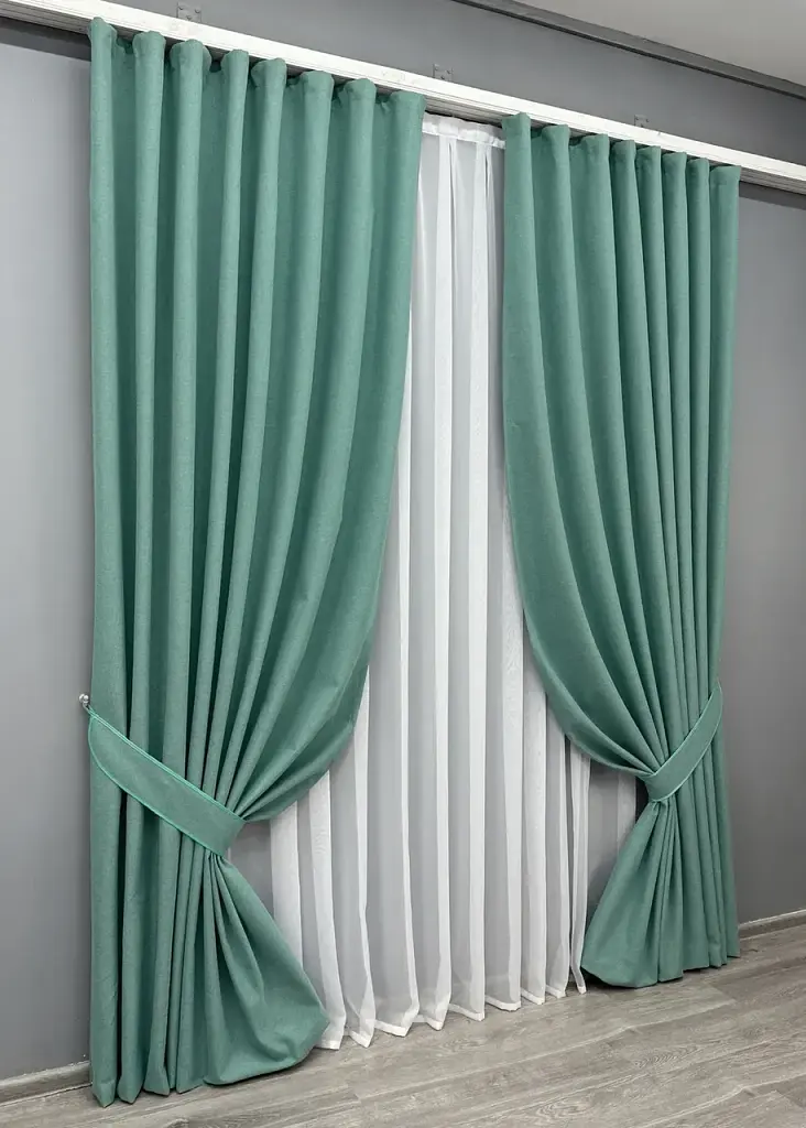 Комплект штор VR-Textil Ashen Night блекаут 2 шт 150x290 см бірюзовий (1849ш) - фото 3