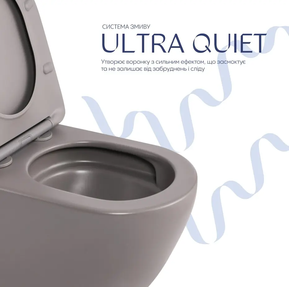 Унітаз підвісний Qtap Robin Ultra Quiet, з сидінням Slim Duroplast/ Soft-close/ Quick relase QT13332381АSSG - фото 4