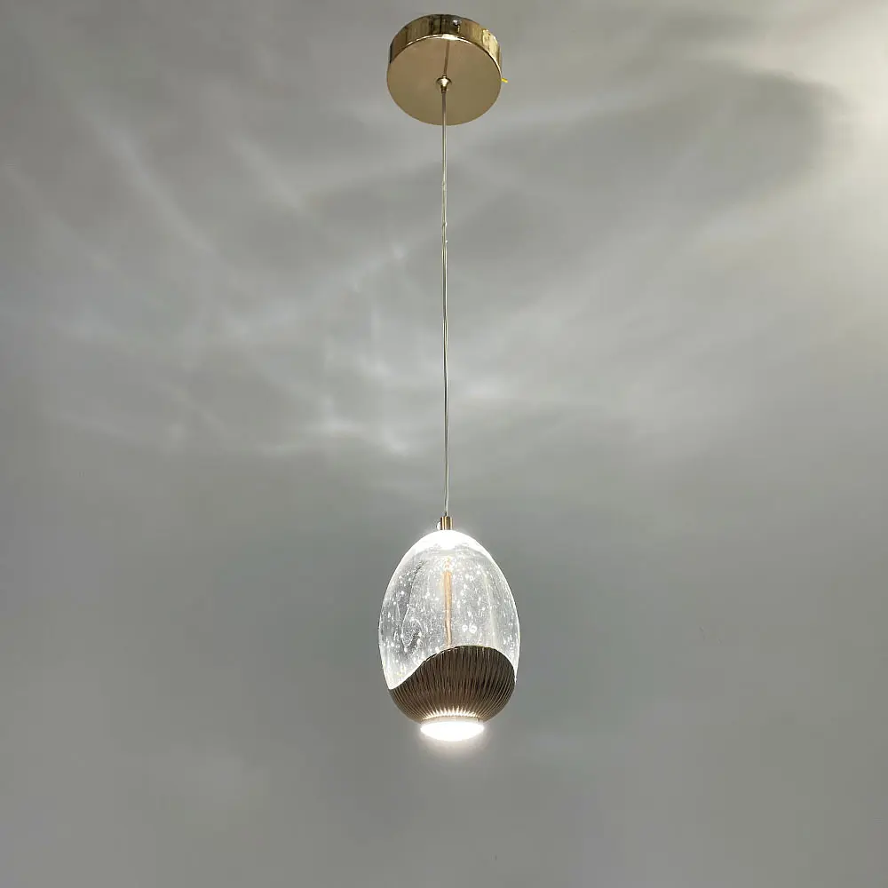 Світильник із сферичним підвісом 13х10 см у золотій оправі | Арт. MJ 200-130 | Line F - фото 6