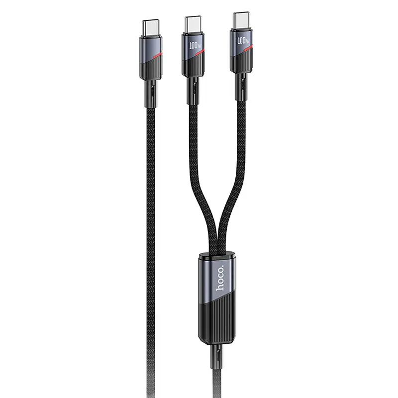 Дата кабель Hoco U139 Type-C to Type-C/Type-C 100W (1.2m) Black