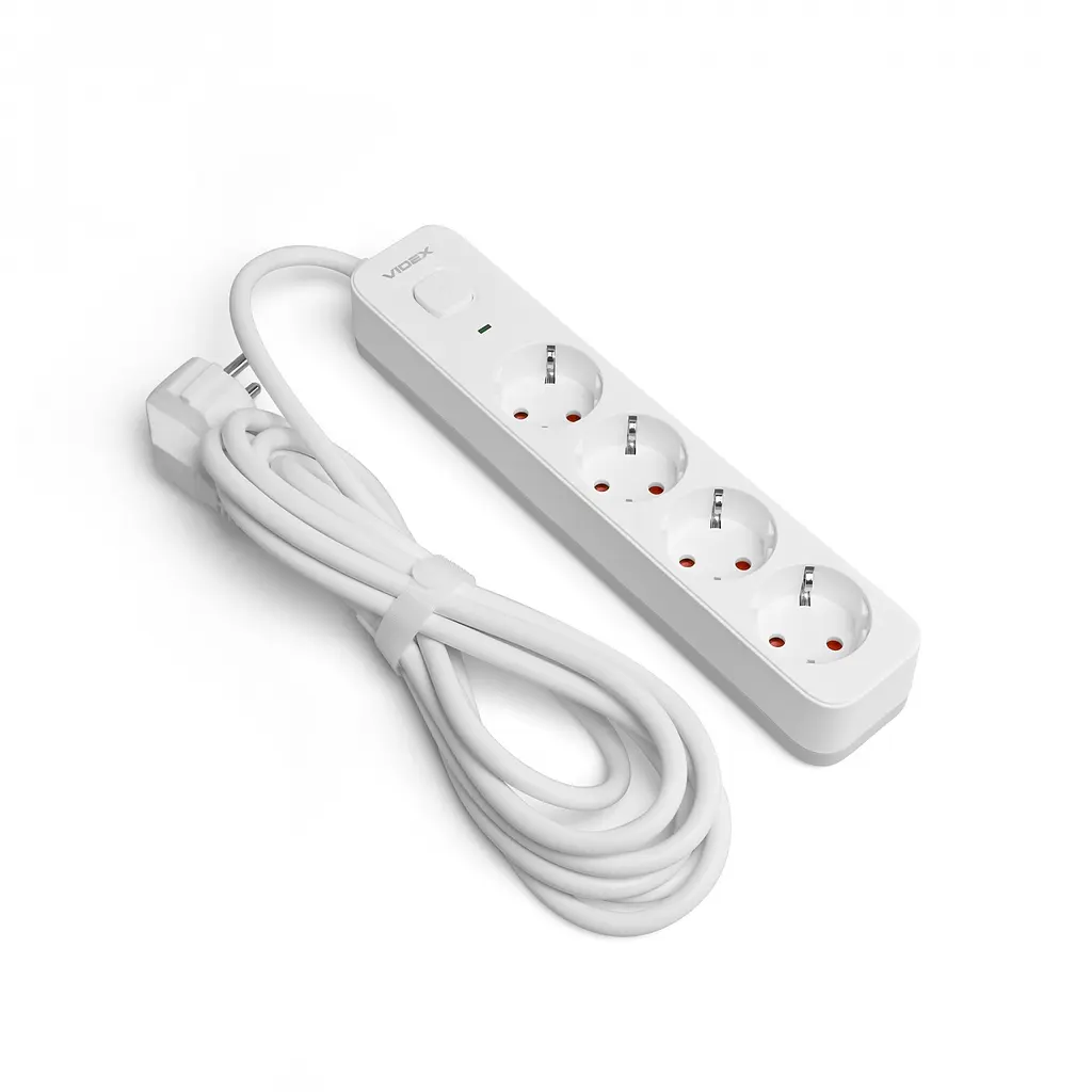 Удлинитель сетевой Videx Oncord с кнопкой с/з 4п 3 м 3x1.5 мм white (VF-PD43G-W) - фото 4