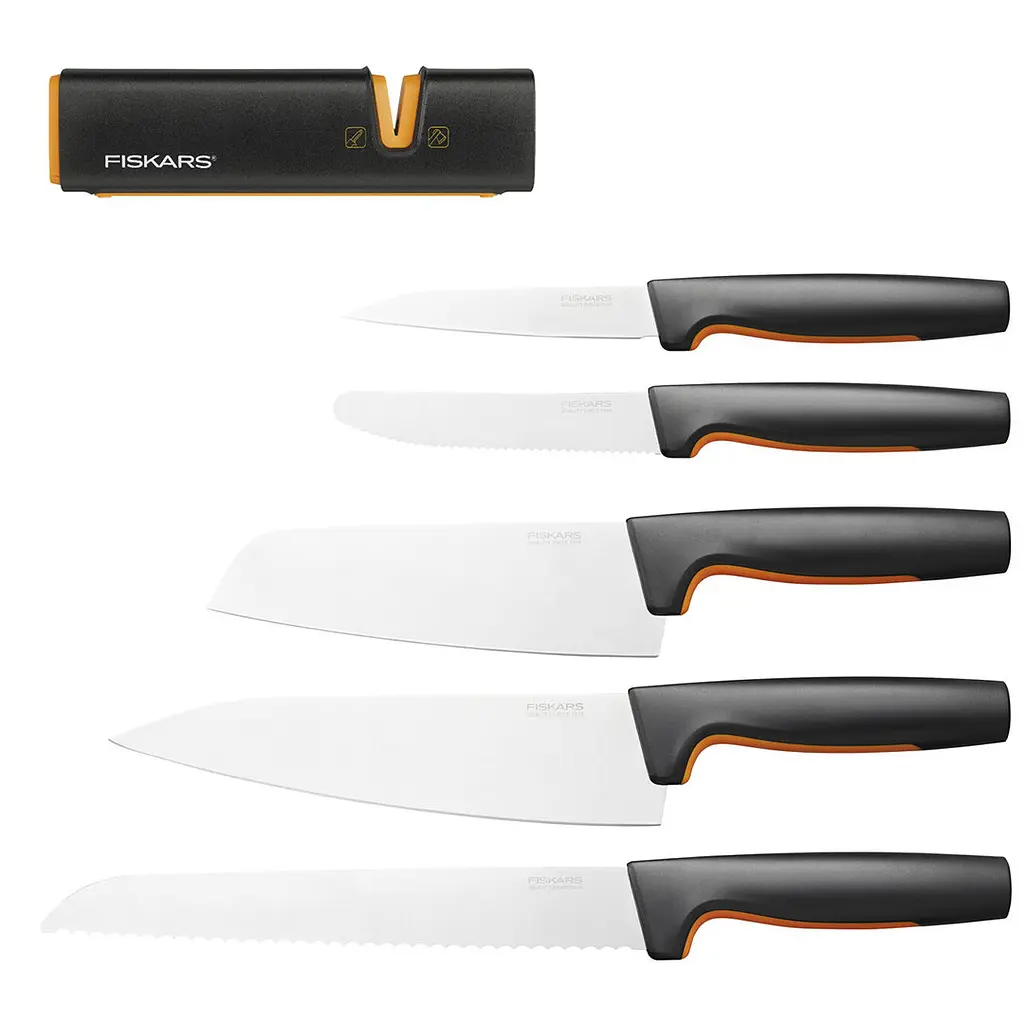 Набір кухонних ножів Fiskars Functional Form 5 шт. та точилка Xsharp (1055801)