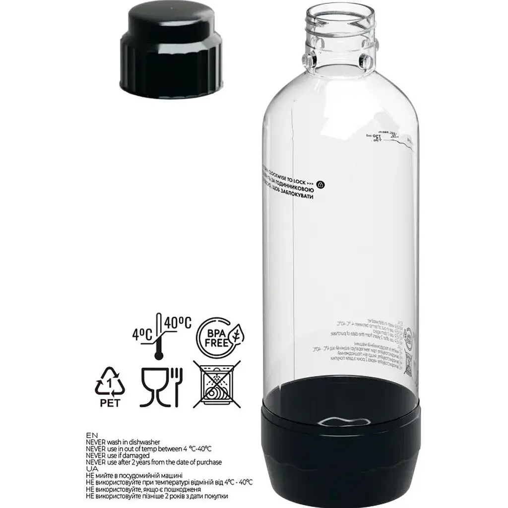 Пляшка для газування води Soda@Home Ventum 1L Black [164879] - фото 3