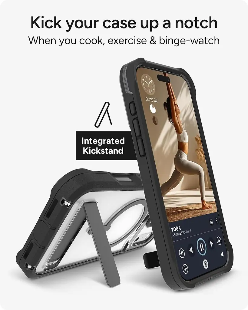 Чохол протиударний для iPhone 17 Pro (6.3") ZAGG Gear4 Rainier MagSafe KS Прозорий з підставкою Black аналог OtterBox - фото 4