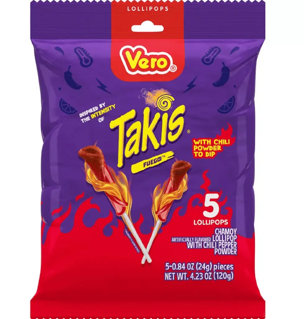 Гострі льодяники Vero Takis Fuego Chamoy Lollipops 120г