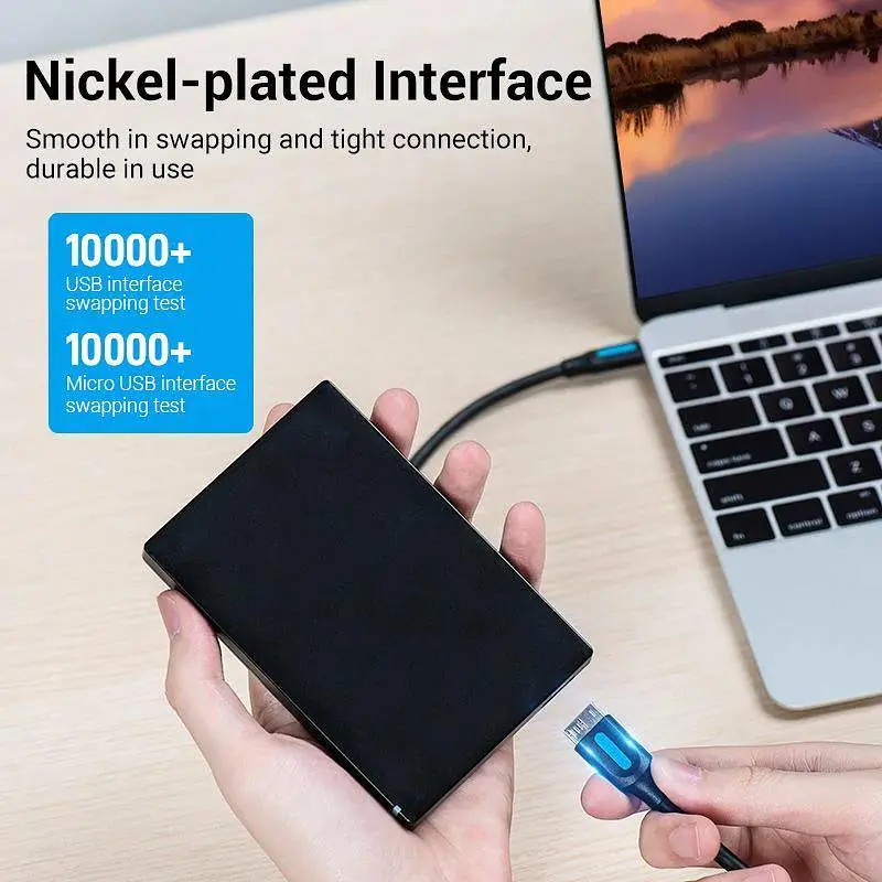 Кабель Vention USB 3.0 C Male to Micro-B Male 2A Cable 0.5M Black (CQABD) - фото 7