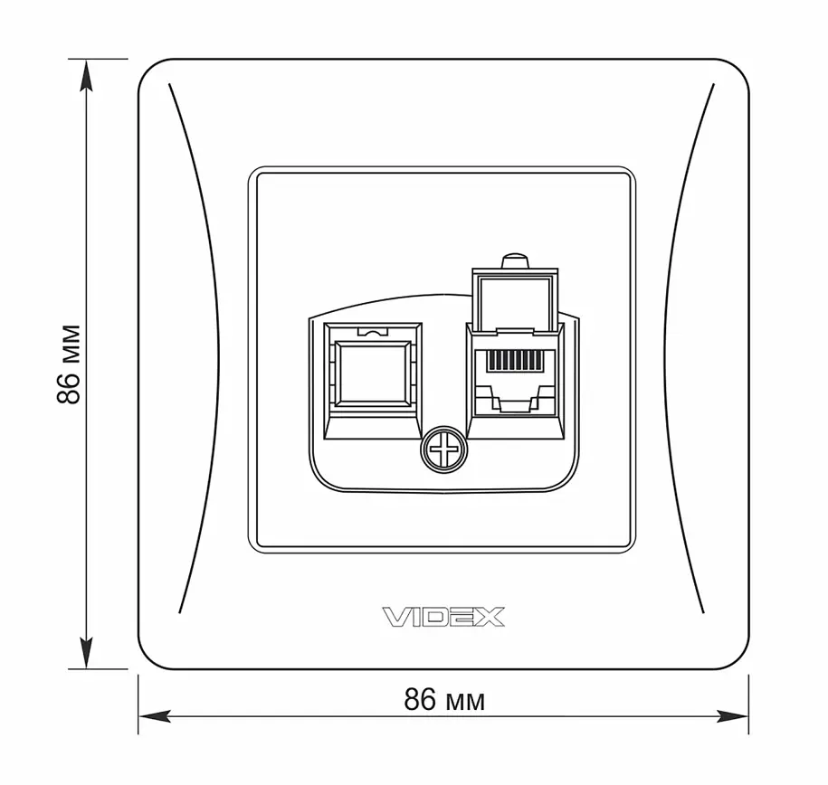 Розетка Videx Binera CAT6 одинарна комп'ютерна чорний графіт (VF-BNSK1PC6-BG) - фото 5