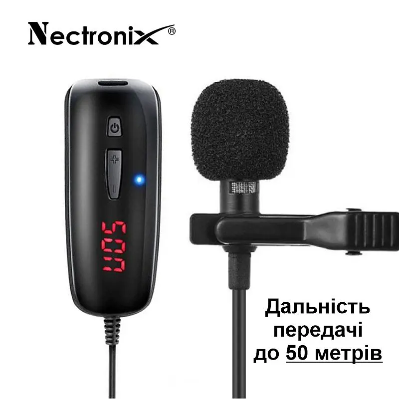 Безпровідний мікрофон для телефону, смартфона петлічний Nectronix WM-50, до 50 метрів (6720) - фото 2