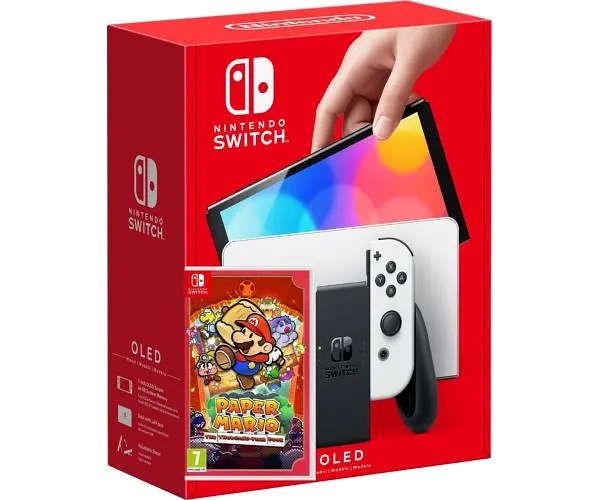 Игровая консоль Nintendo Switch OLED model White + Игра Paper Mario: The Thousand-Year Door английская версия - фото 6