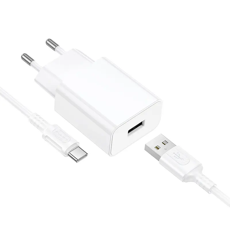 Мережевий зарядний пристрій BOROFONE BA110A Lemi single port charger set (Type-C) (EU) Білий - фото 3