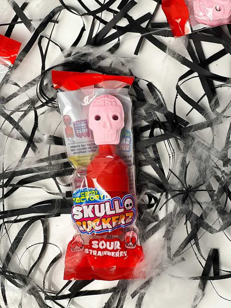 Льодяник з кислою рідиною Halloween Skull Suckers - полуниця 40g
