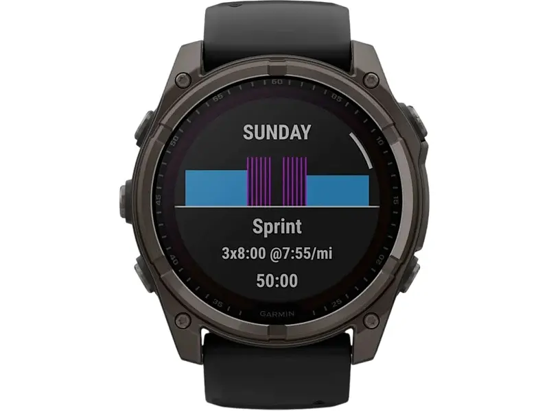Спортивний годинник Garmin Fenix 8 51mm Solar Sapphire Carbon Gray DLC Titanium w. Black/Pebble Gray S. Band (010-02907-10/11) - фото 7