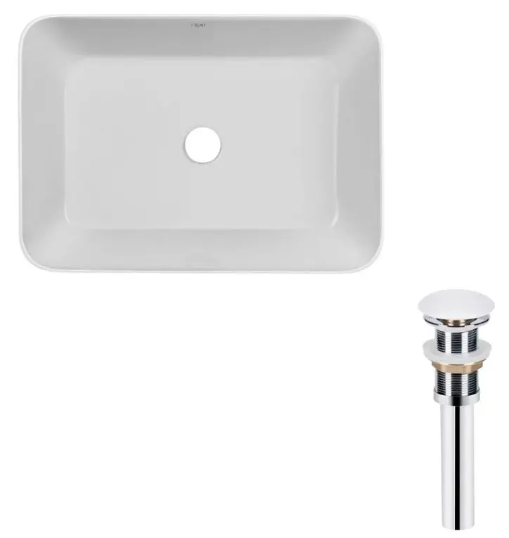 Комплект Qtap Virgo: Раковина накладна прямокутна 490х350х110 мм White + Донний клапан PU02 (QT18112261WN47305)