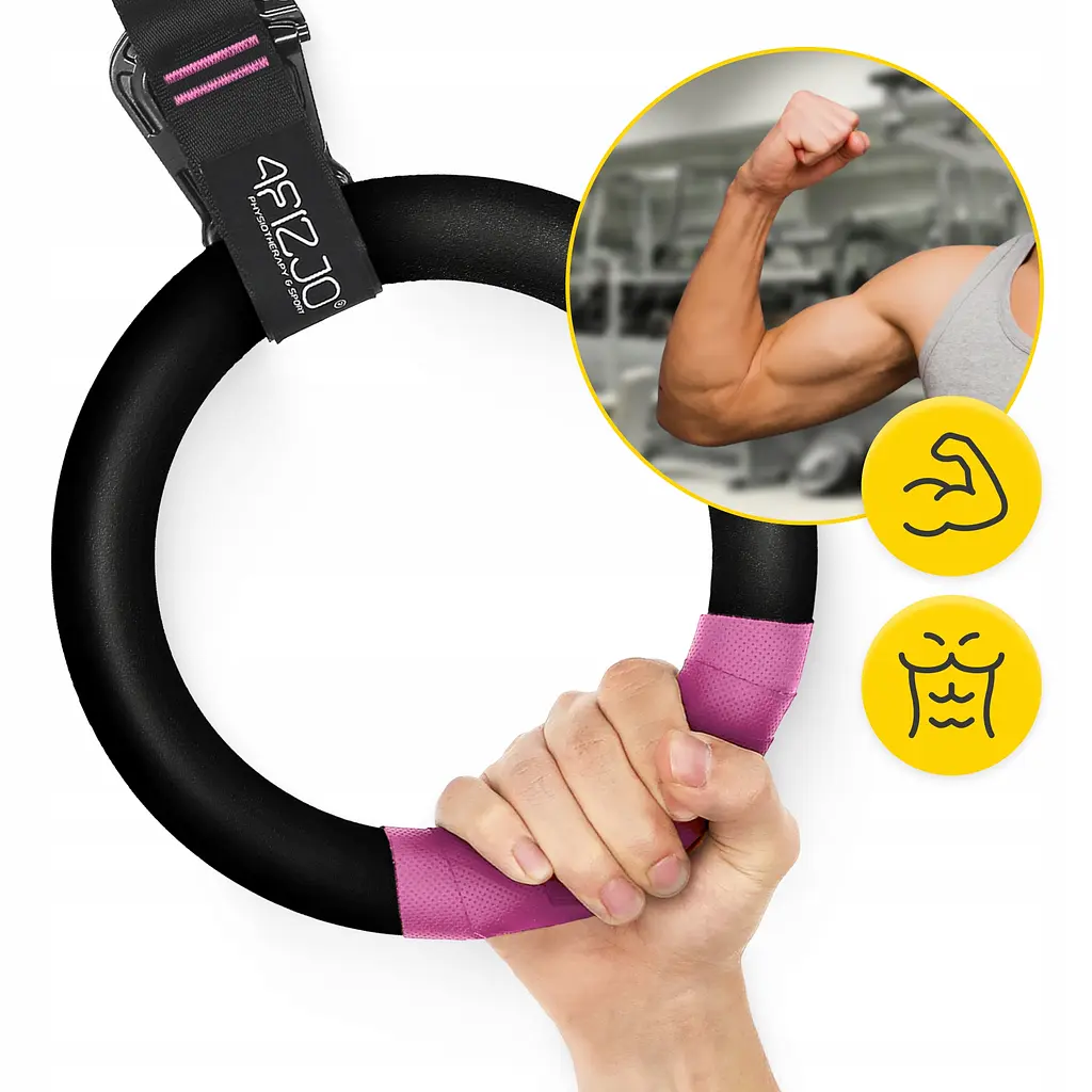 Гімнастичні кільця 4FIZJO з ABS пластику, регульовані Black/Pink (P-5905973406116) - фото 12