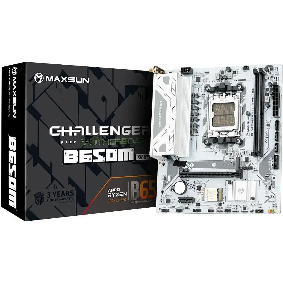 Материнская плата Maxsun AM5 eSport B650M WIFI6 ICE, B650, 2xDDR5, Int.Video (CPU), 3xSATA3, 1xM.2, 1xPCI-E 4.0 x16, 1xPCI-E 3.0 x1, ALC897, RTL8111H, RTL8821CE, BT4.2, 4xUSB3.2/2xUSB2.0, DP/HDMI, Micro ATX - фото 2