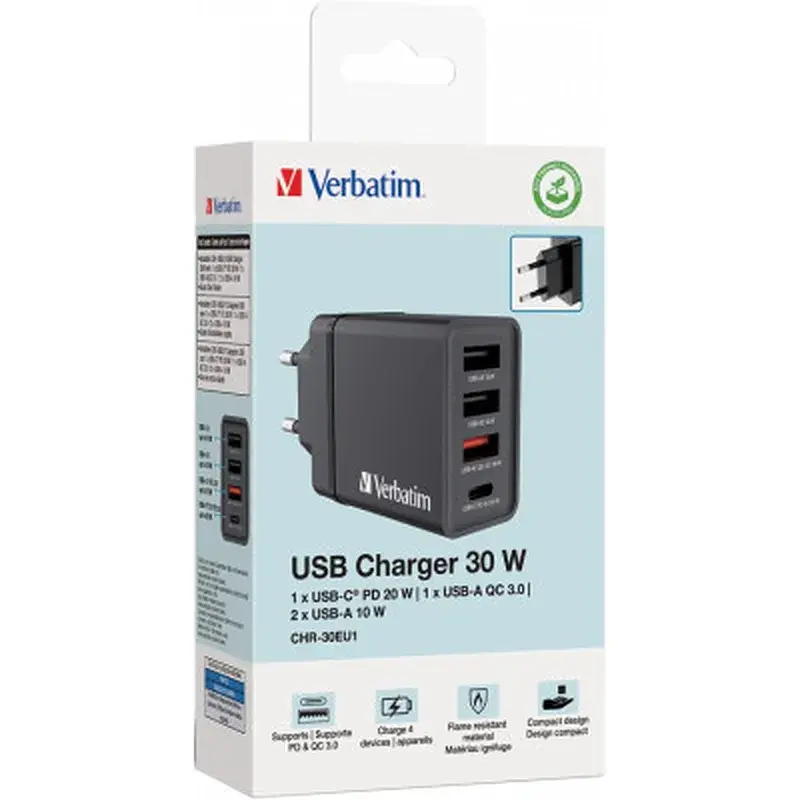 Зарядний пристрій Verbatim USB 30W PD3.0 4-ports black (49700) - фото 7
