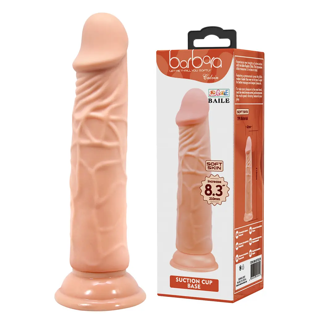 Фалоімітатор - Barbara Calvin Dildo 8,3" Flesh - фото 8