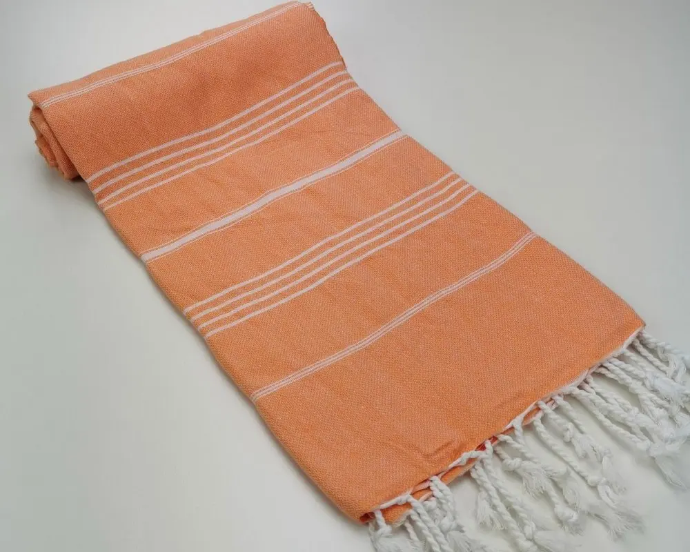 Рушник пештемаль Turkey Towel 100х180 см легкий великий для пляжу басейну бані сауни підстилка на дачу пікнік природу відпустку море полоса помаранчевий - фото 2