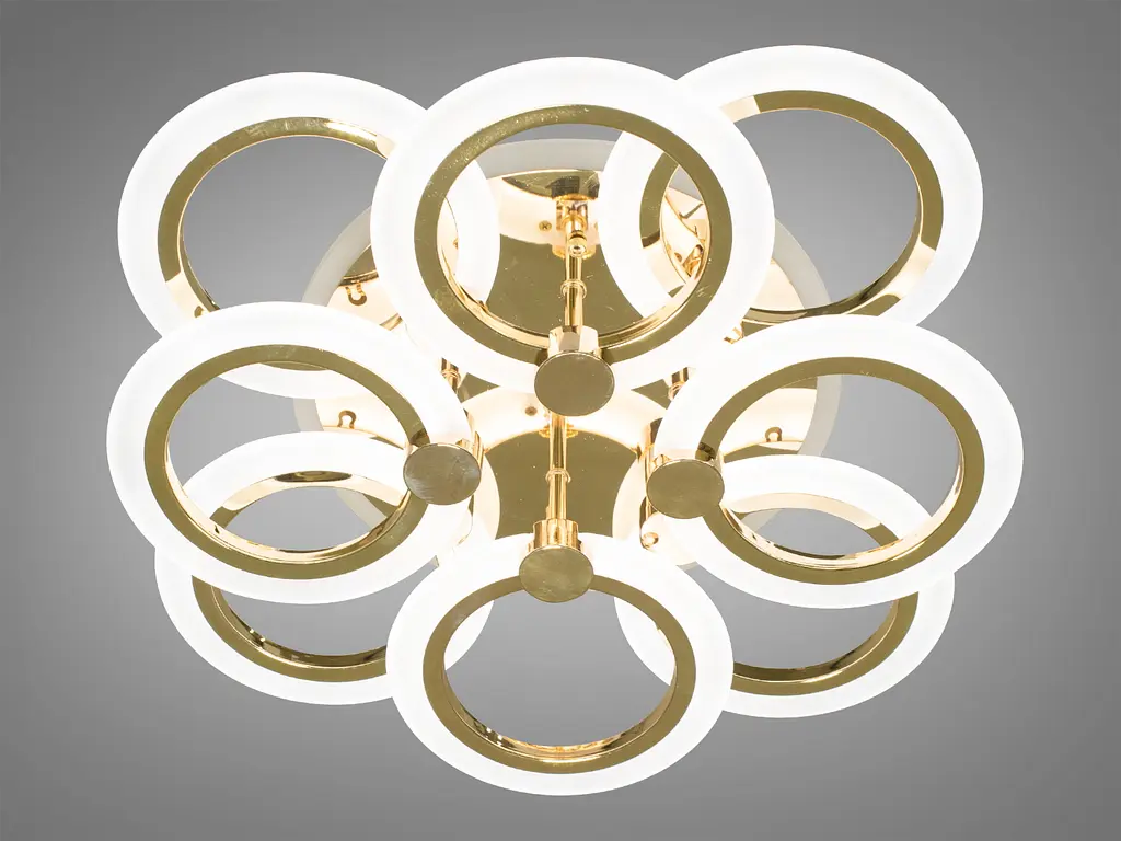 Золотая LED люстра с пультом, диммером и цветной подсветкой, 110W - фото 2