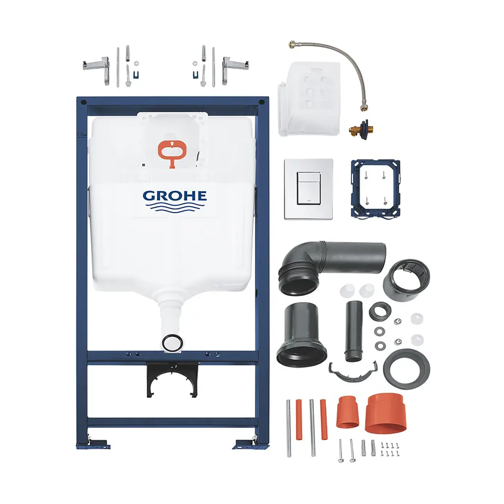 Комплект 4 в 1: Инсталляция Grohe Rapid SL 3 в 1 38772001 + Унитаз безободочный Kroner Harz WHI493736 RIMLESS с сиденьем Slim Duroplast / Soft-close / Quick relase KH493736WHIR - фото 4
