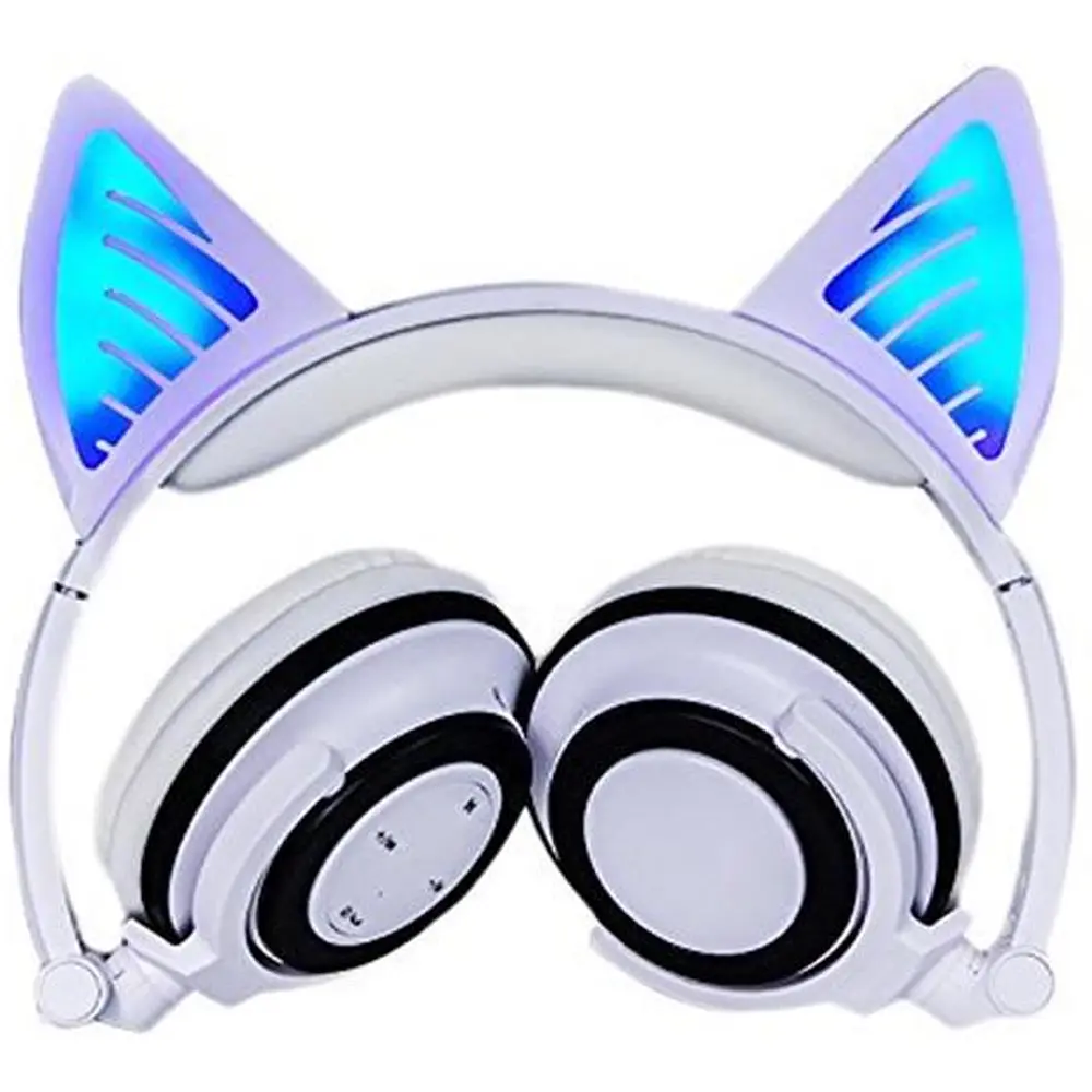 Бездротові навушники UFT Bluetooth M+ BL107 White з котячими вушками та підсвіткою - фото 2