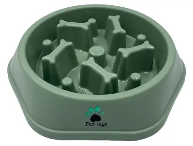 Миска для повільного годування для собак EcoToys пластикова оливкова 23.5х4.5 см 6878 - фото 5