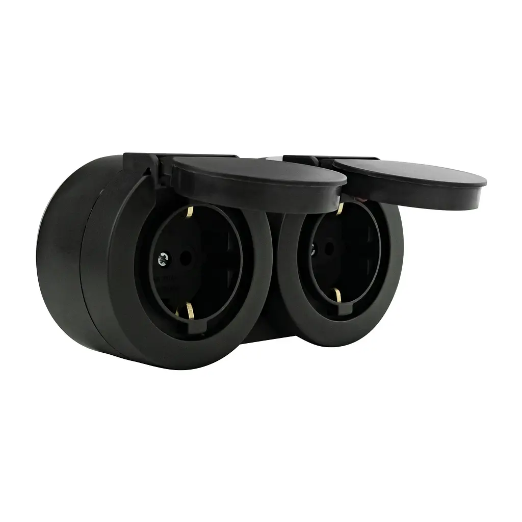 Розетка подвійна Ovivo Electric xOne з заземленням та кришкою антрацит - фото 3