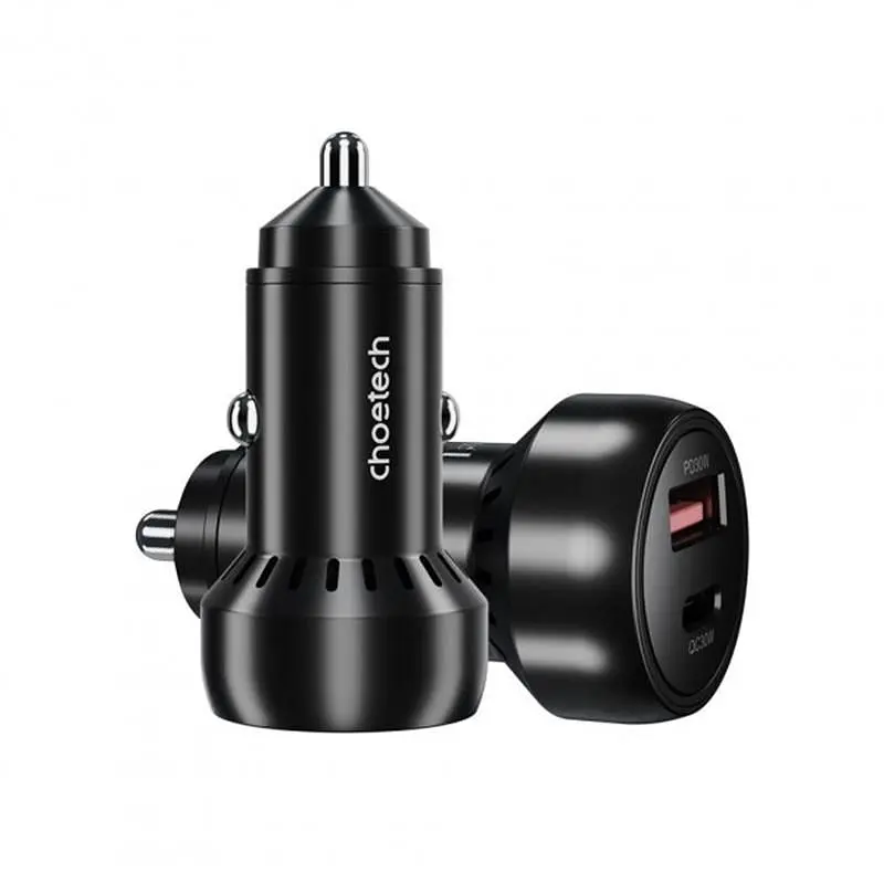 Автомобільний зарядний пристрій Choetech (1USB Type C; 1USB) 60W PD3.0 QC3.0 Black (TC0014) - фото 4