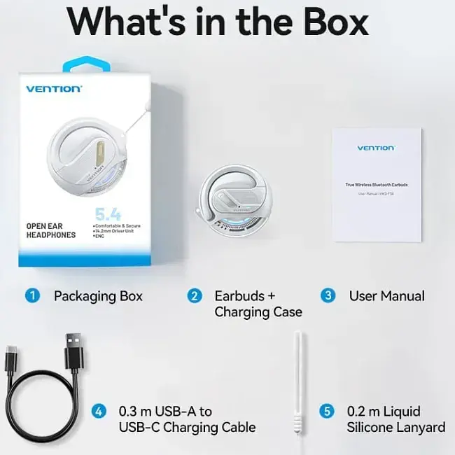 Навушники TWS Vention OpenBeat O12 White - фото 2