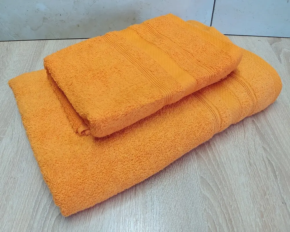 Набір турецьких махрових рушників Ada Turkey 50х90+70х140 Orange - фото 2