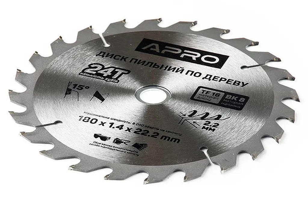 Диск пильний по дереву Apro 180 x 22.2 мм x 24T - фото 2