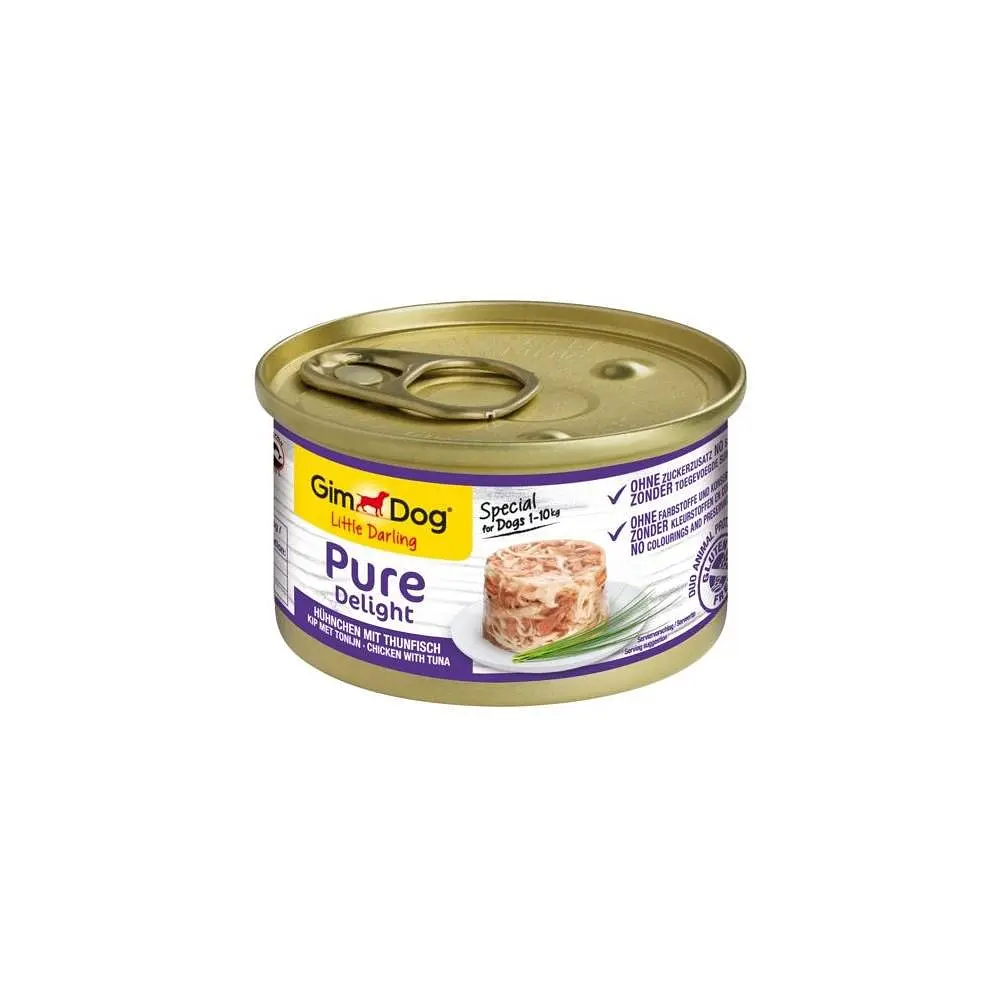Вологий корм GimDog LD Pure Delight для собак мініатюрних порід, з куркою та тунцем, 85 г (арт.513164/513027)